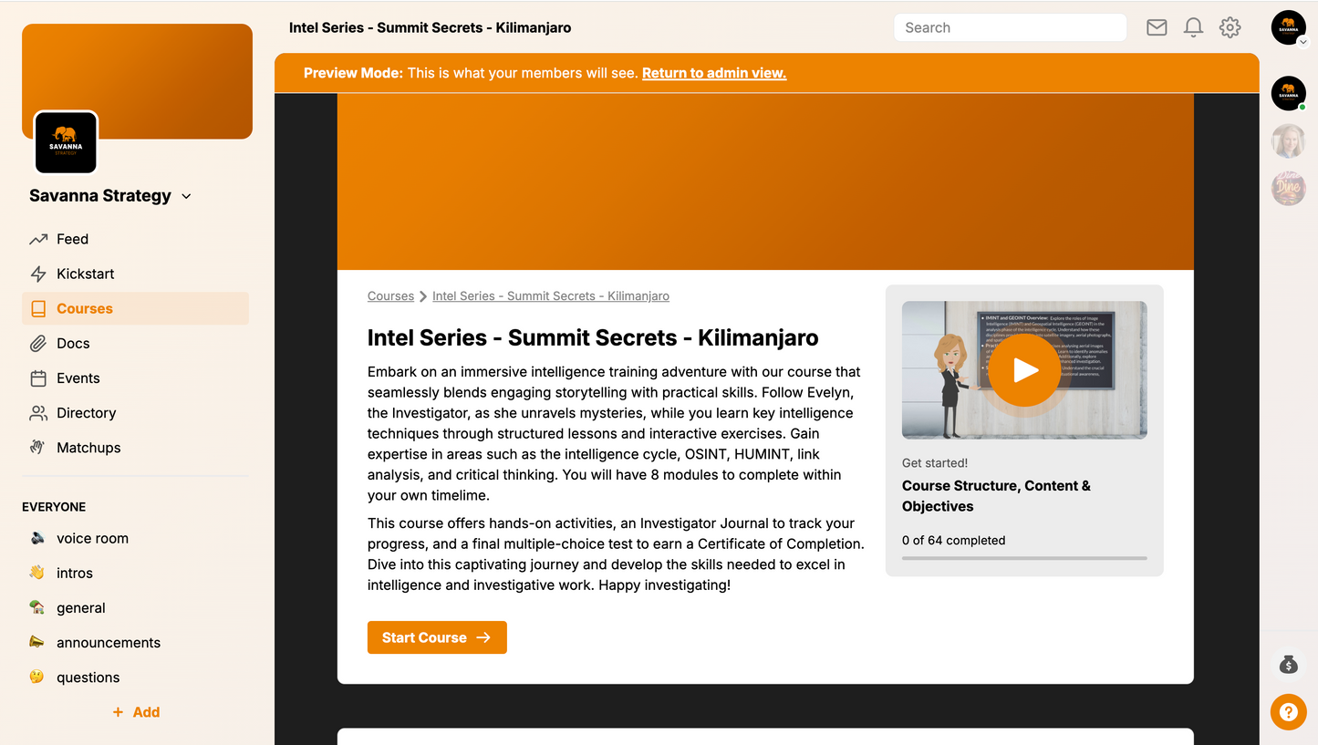 Intelligence Course (Video Experience via Heartbeat)